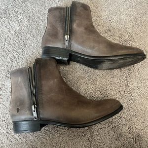 Frye distressed leather bootie in brown